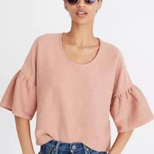 Madewell dusty rose top with bell sleeves
